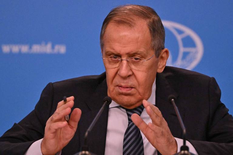 O chanceler russo, Serguei Lavrov, durante entrevista coletiva para fazer um balanço do ano anterior