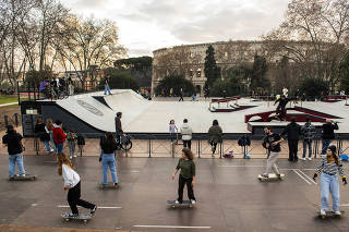 The new state-of-the-art skatepark near the Colosseum in Rome, Jan. 2, 2023. (Stephanie Gengotti/The New York Times)