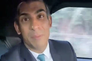 British Prime Minister Rishi Sunak appears to not be wearing his seat belt