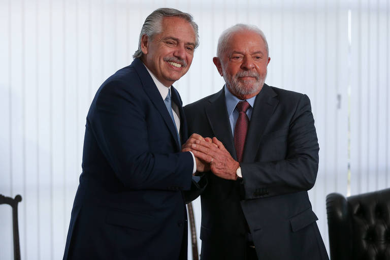 Presidente Luiz Inácio Lula da Silva recebe seu colega argentino, Alberto Fernández