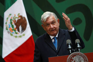 Mexico's President Andres Manuel Lopez Obrador holds a news conference in Mexico City