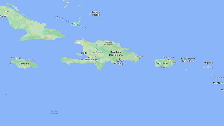 A ilha de Porto Rico, no mar do Caribe