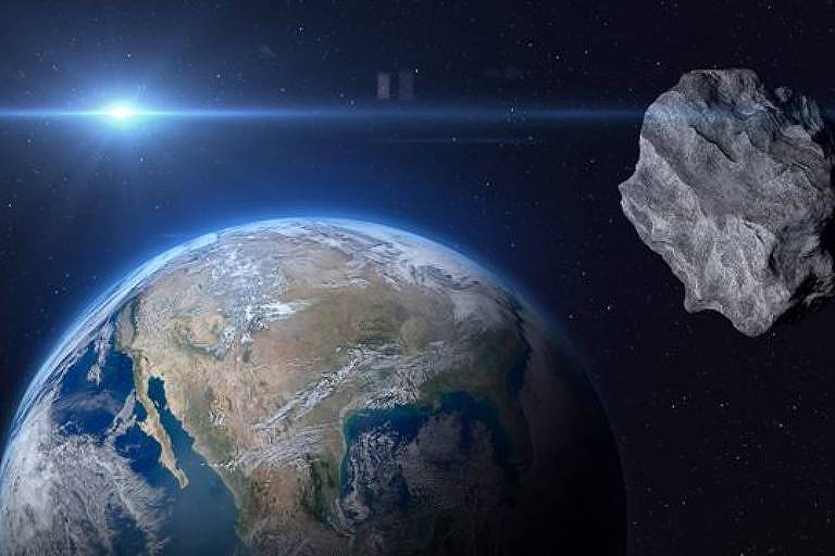 Ilustração de asteroide próximo da Terra