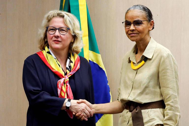 Ministra do Meio Ambiente, Marina Silva (dir.), com a ministra da Cooperação da Alemanha, Svenja Schulze