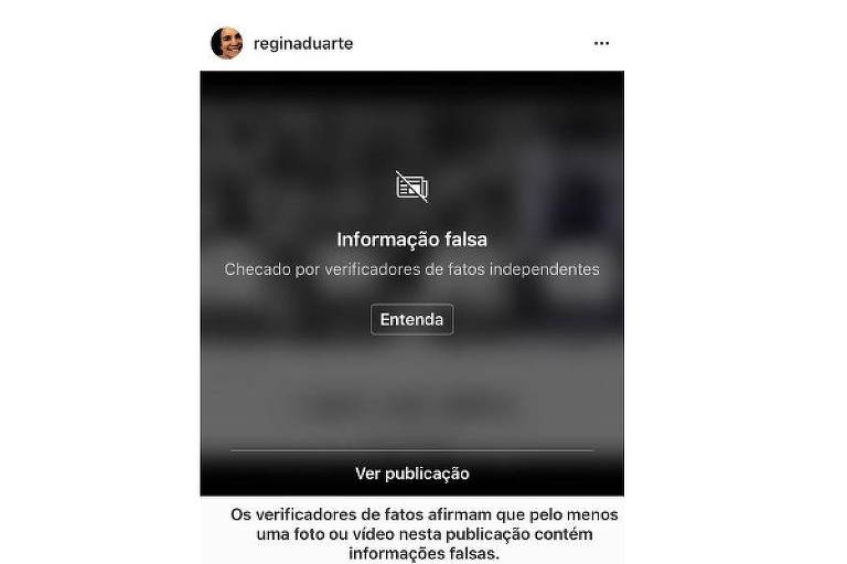 Instagram volta a alertar sobre mensagens falsas de Regina Duarte