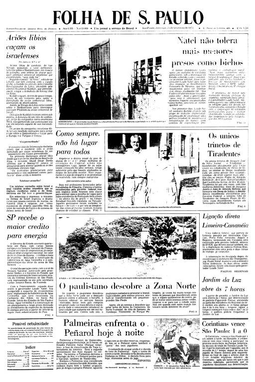 Primeira Página da Folha de 25 de fevereiro de 1973