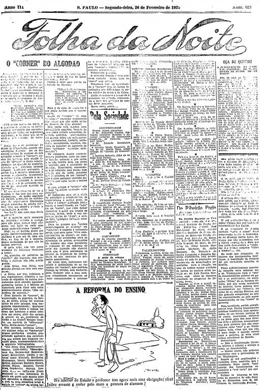 Primeira Página da Folha da Noite de 26 de fevereiro de 1923