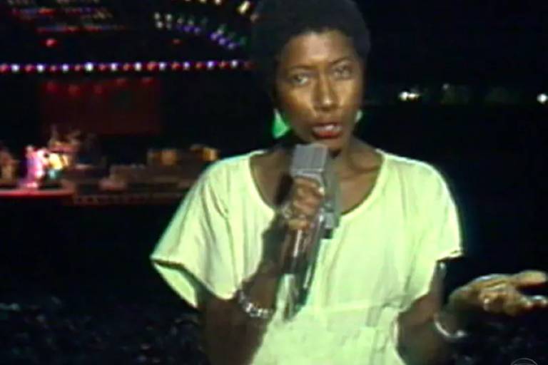 Glória Maria na cobertura do Rock in Rio de 1985