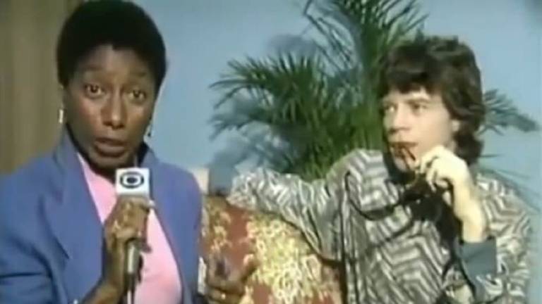 Glória Maria entrevista o cantor Mick Jagger em 1984