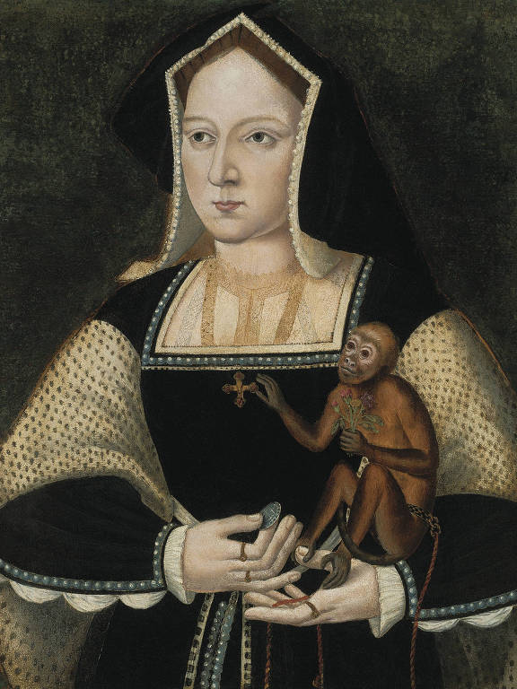 Retrato de Catarina de Aragão (1485-1536), primeira mulher de Henrique 8º e rainha consorte da Inglaterra entre 1509 e 1533, feito por Lucas Horenbout