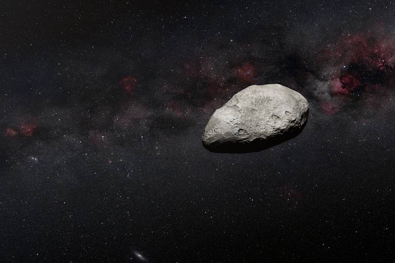 Ilustração de pequeno asteroide encontrado pelo telescópio James Webb