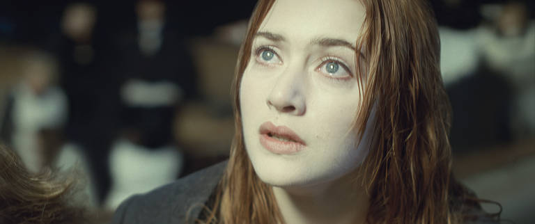 Kate Winslet no filme "Titanic", de James Cameron