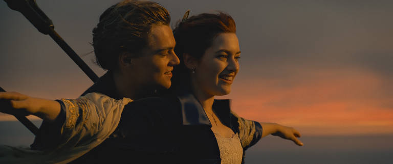 Kate Winslet e Leonardo DiCaprio no filme "Titanic", de James Cameron