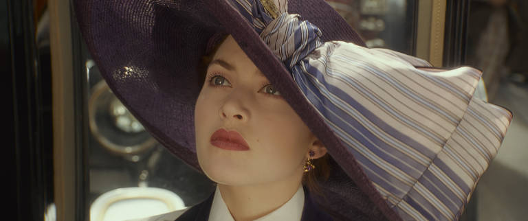 Kate Winslet no filme "Titanic", de James Cameron