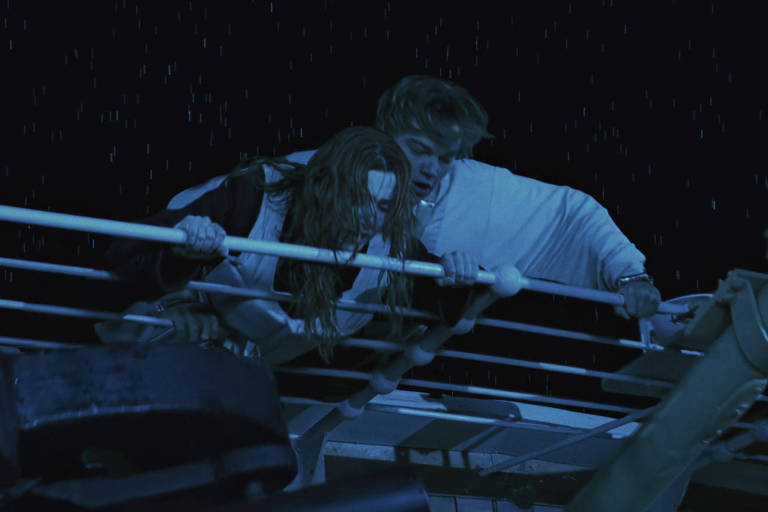 Kate Winslet e Leonardo DiCaprio no filme "Titanic", de James Cameron