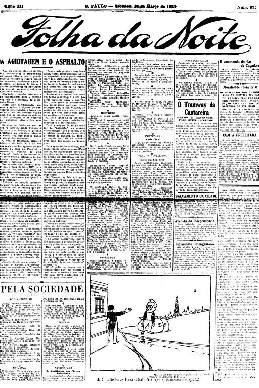 Primeira Página da Folha da Noite de 10 de março de 1923