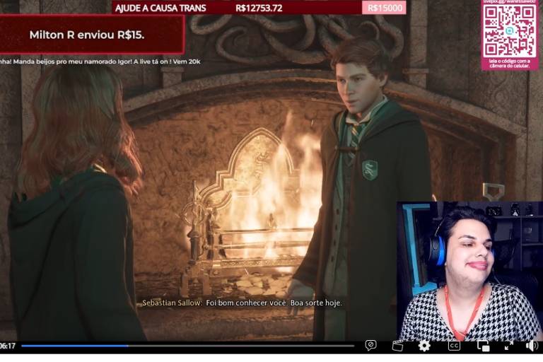 Jogando 'Hogwarts Legacy', streamer arrecada doações para projetos de apoio à comunidade trans