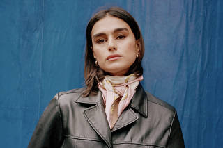 The model Jill Kortleve in Amsterdam on Jan. 1, 2023.  (Melissa Schriek/The New York Times)