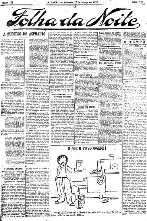 Primeira Página da Folha da Noite de 17 de março de 1923