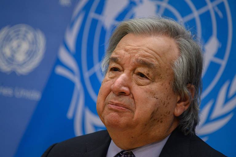 O secretário-geral da ONU, António Guterres, durante conferência da ONU