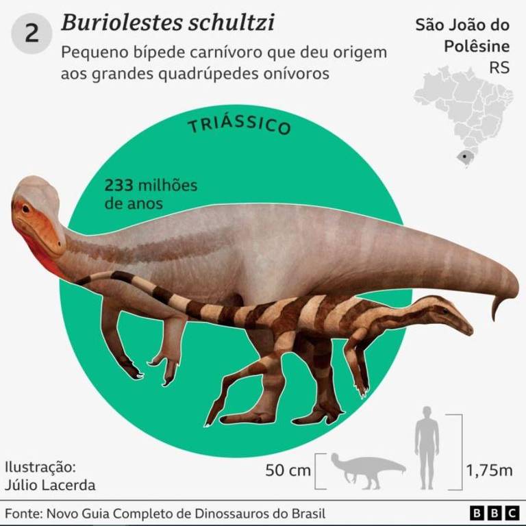 Ilustração do dinossauro Buriolestes schultzi