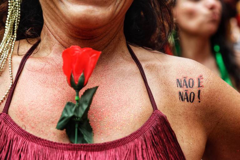 Foliã no bloco Fogo e Paixão, no Rio de Janeiro