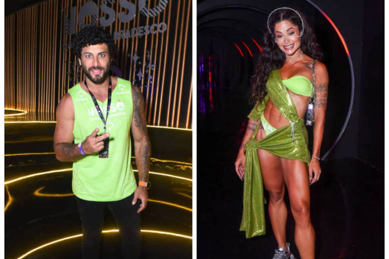 Jesus Luz e Aline Campos se separaram em janeiro e foram vistos no mesmo camarote durante o primeiro dia do Carnaval do Rio de Janeiro