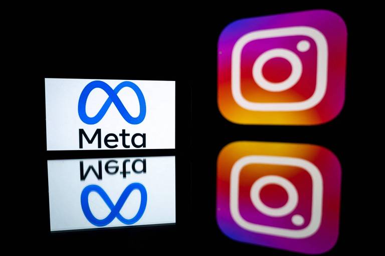 Ilustração com a logo do Instagram e da Meta