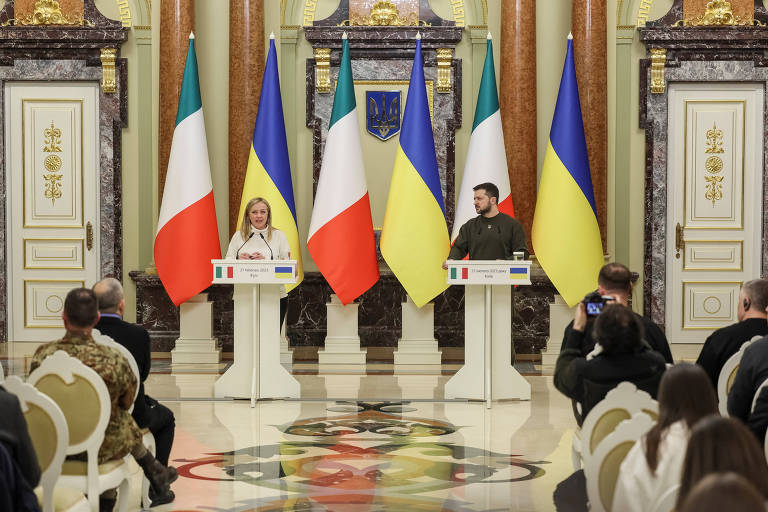 Meloni visita Kiev e diz que derrota da Ucrânia pode levar a invasão de países da Europa