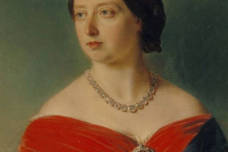 A rainha Victoria com o Koh-i-Noor como um broche, pintada por Franz Xaver Winterhalter