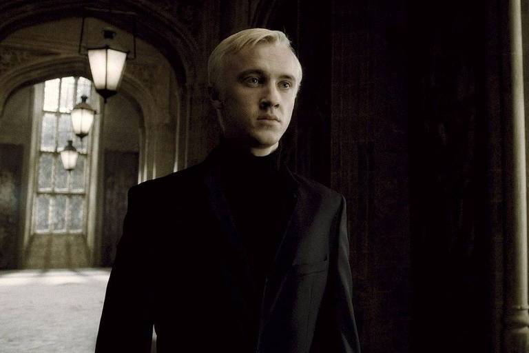 O ator Tom Felton como Draco Malfoy em 'Harry Potter e o Enigma do Príncipe'