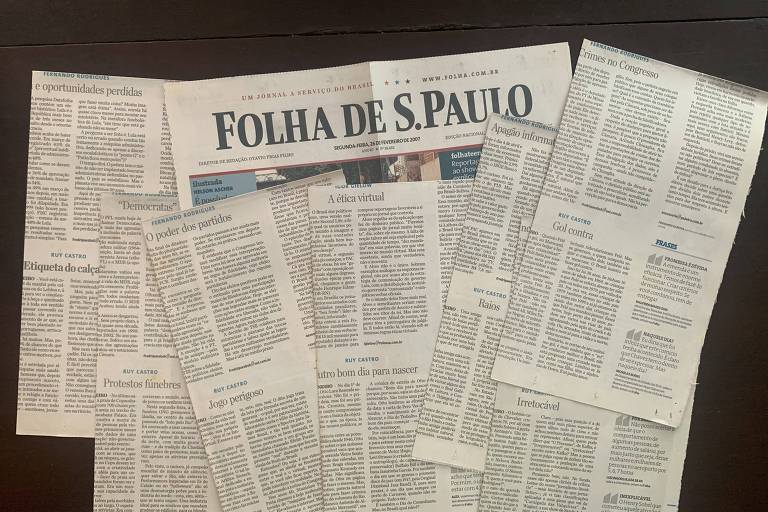 Colunas de Ruy Castro na Folha no ano de 2007, inclusive a de estréia, Outro bom dia para nascer