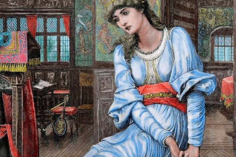 A mística medieval beguina Matilde de Magdeburgo, autora de A Luz que Flui da Divindade, em gravação de C. Roberts, 1896