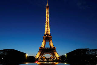 FILE PHOTO: A night view shows the Eiffel tower in Paris