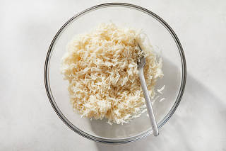Microwave rice in New York, Feb. 16, 2023. Food styled by Barrett Washburne. (Julia Gartland/The New York Times)