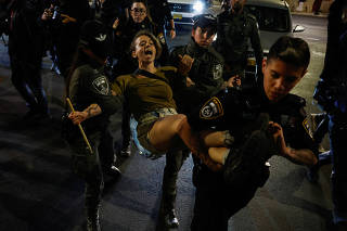 Israelis demonstrate against contentious judicial overhaul, in Jerusalem