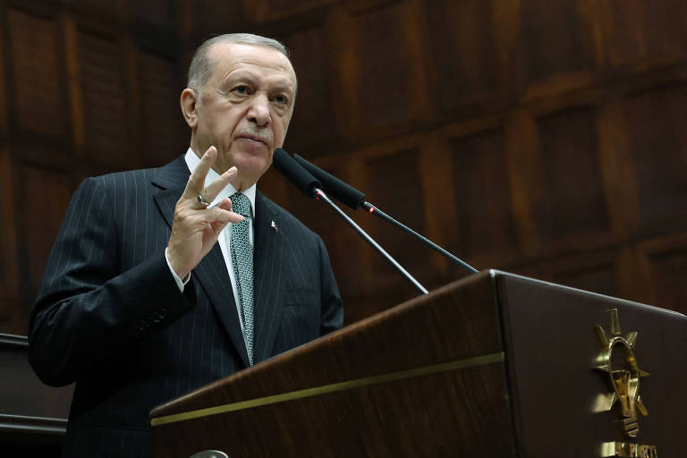 O presidente da Turquia, Recep Tayyip Erdogan, durante discurso ao Parlamento, em Ancara