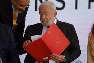 O presidente Lula (PT) durante cerimônia no Palácio do Planalto