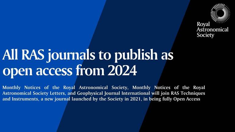 Anúncio da Sociedade Real Astronômica do Reino Unido sobre taxação de publicação de artigos