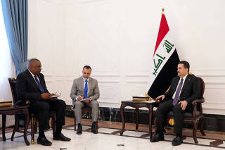 Iraqi Prime Minister Mohammed Shia al-Sudani meets with U.S. Defense Secretary Lloyd Austin in Baghdad