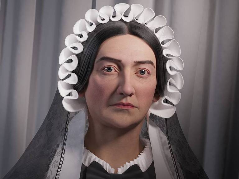 Reconstrução facial da imperatriz dona Amélia para tese de doutorado da arqueóloga e historiadora Valdirene Ambiel na Faculdade de Medicina da USP