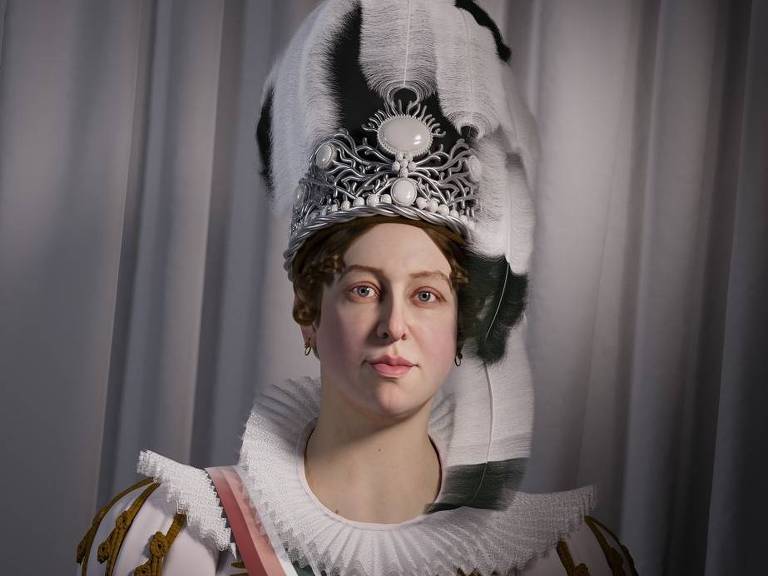 Reconstrução facial da imperatriz Leopoldina para tese de doutorado da arqueóloga e historiadora Valdirene Ambiel na Faculdade de Medicina da USP