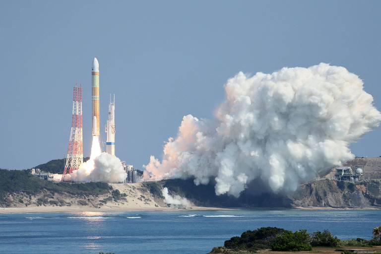 O lançamento do foguete H3, da Agência Espacial Japonesa, que foi destruído após o motor da segunda fase não ligar