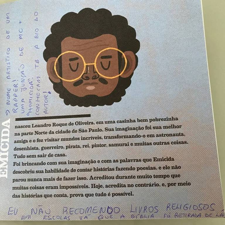 Livro infantil do rapper Emicida é vandalizado por mãe de aluno com críticas às religiões de matriz africana
