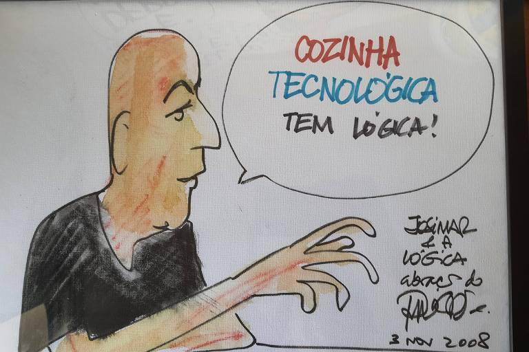 Ilustração de Paulo Caruso mostra Josimar Melo no Roda Viva