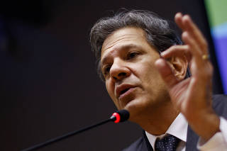 Brazil's Finance Minister Fernando Haddad speaks during a news conference in Brasilia
