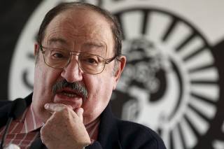 File picture of Italian writer Umberto Eco at the presentation of his novel 
