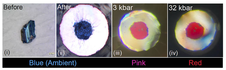Série de imagens mostra como Dias e seus colaboradores trabalham com lutécio, combinando o metal raro com hidrogênio e nitrogênio para formar minúsculos cristais azuis brilhantes