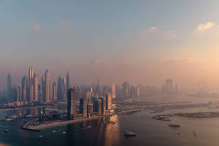 An aerial view of the skyline and Marina District of Dubai, United Arab Emirates, March 4, 2023. (Andrea DiCenzo/The New York Times)