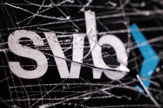 FILE PHOTO: Illustration shows destroyed SVB (Silicon Valley Bank) logo
